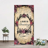 Aperturee - Aperturee Floral Spider Halloween Baby Shower Rectangle Backdrop